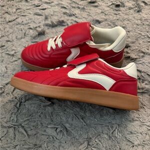 Women’s Red Sneakers with White Accents